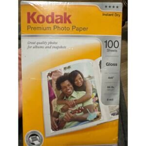 Kodak Premium Photo Paper, 100 Sheets Gloss 4x6 Instant Dry 64lb 9 mil Brand new